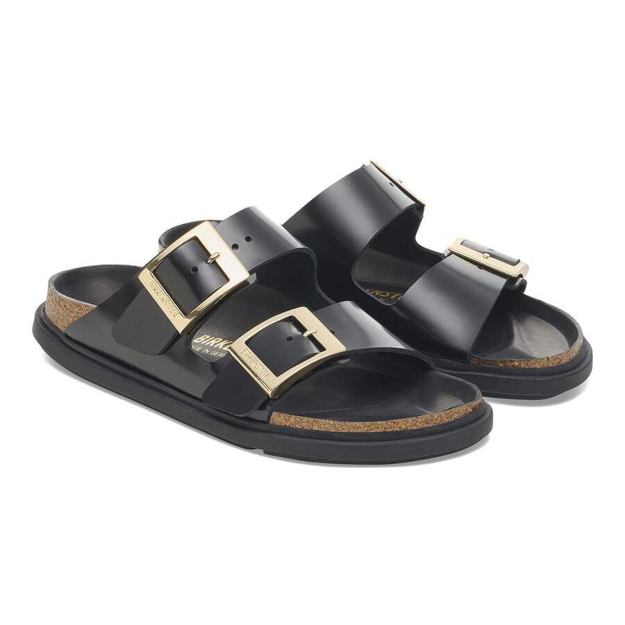 Arizona Droplet Buckle Natural Leather Patent - High Shine Black