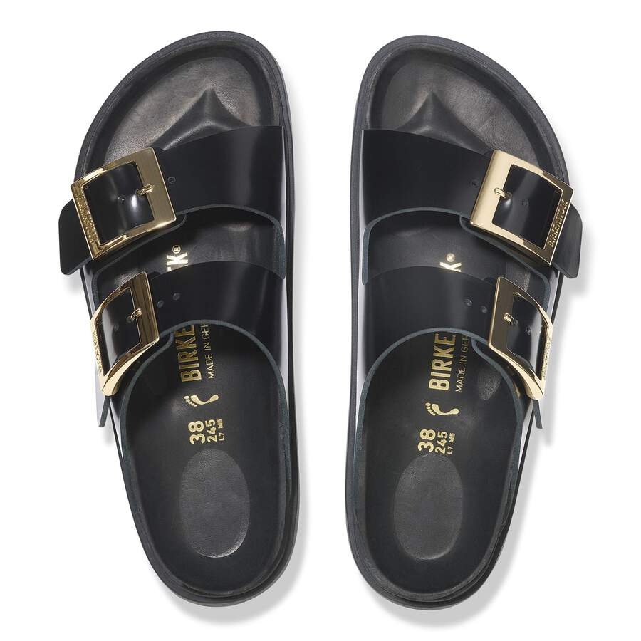 Arizona Droplet Buckle Natural Leather Patent - High Shine Black