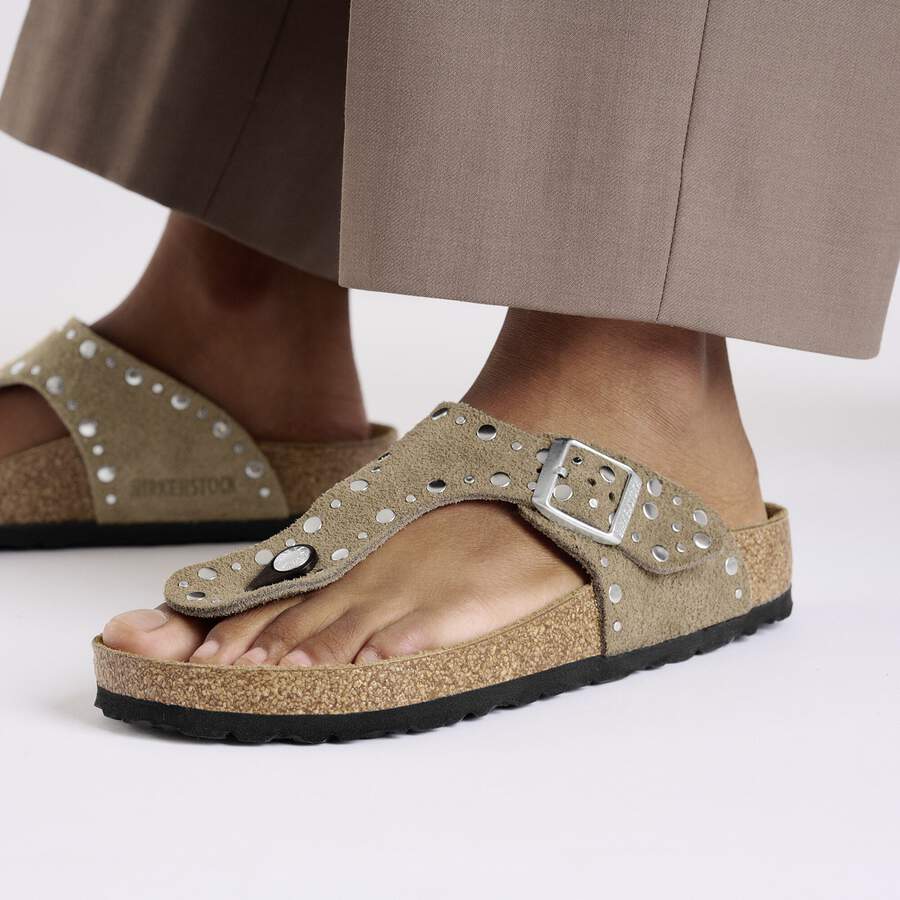 Gizeh Rivet Suede Leather - Taupe