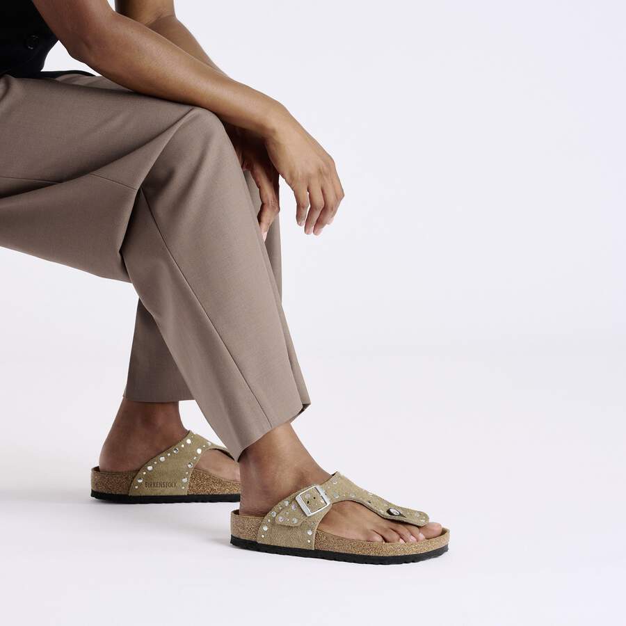 Gizeh Rivet Suede Leather - Taupe