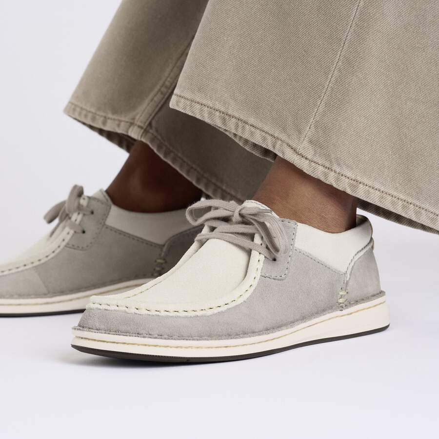 Pasadena Suede Leather - Stone Coin/White