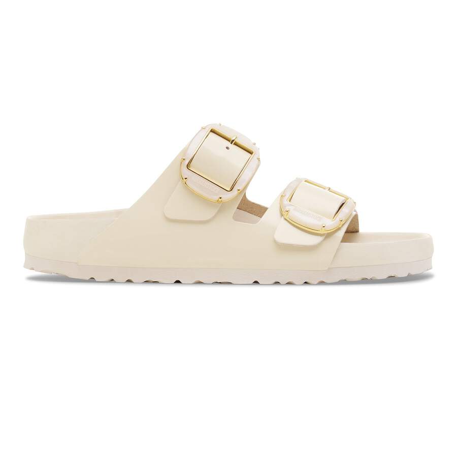 Arizona Big Buckle Natural Leather Patent - High Shine Ecru