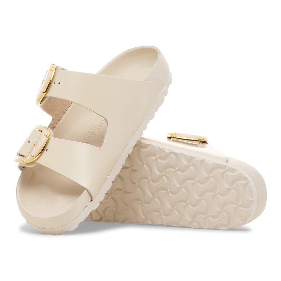Arizona Big Buckle Natural Leather Patent - High Shine Ecru