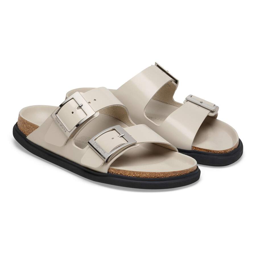 Arizona Droplet Buckle Natural Leather Patent - High Shine Oyster
