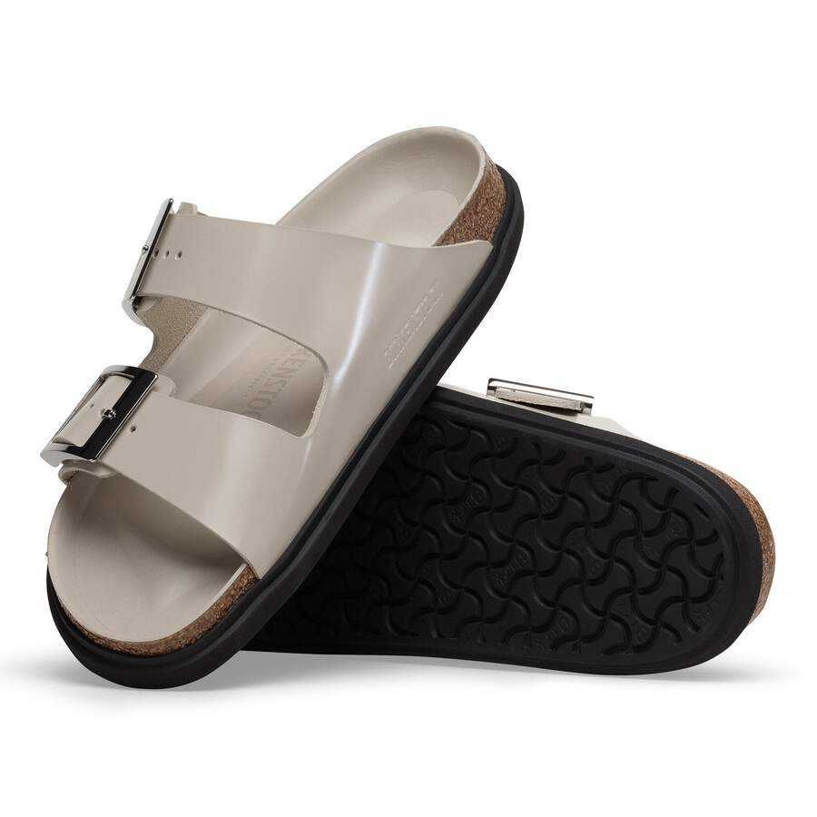Arizona Droplet Buckle Natural Leather Patent - High Shine Oyster