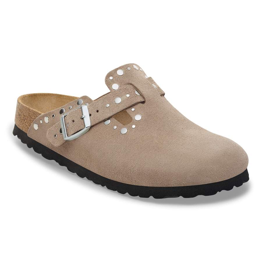 Boston Rivet Suede Leather - Taupe