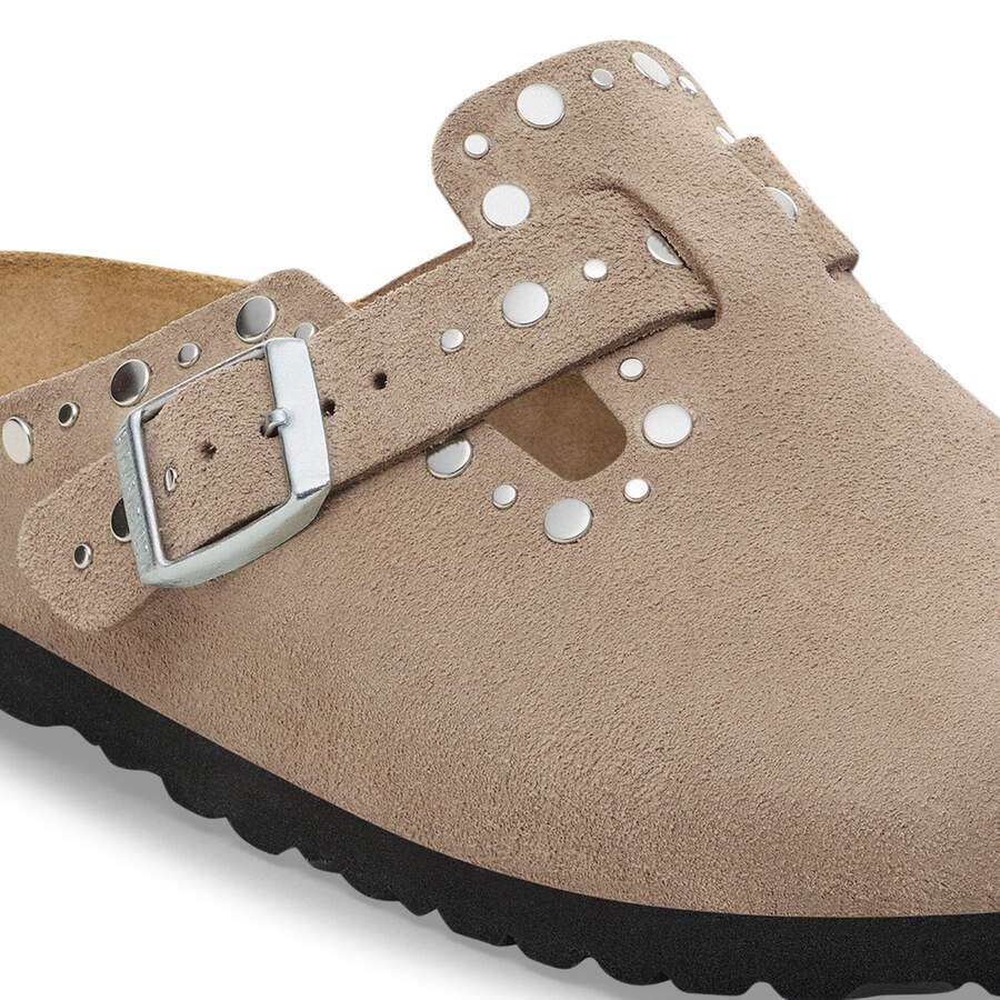 Boston Rivet Suede Leather - Taupe