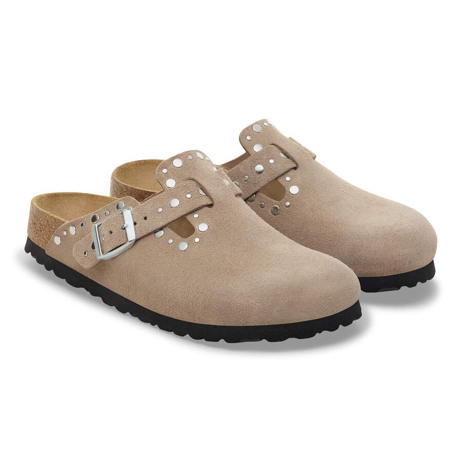 Boston Rivet Suede Leather - Taupe
