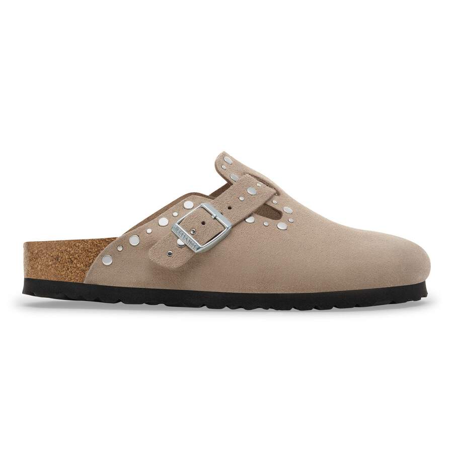 Boston Rivet Suede Leather - Taupe
