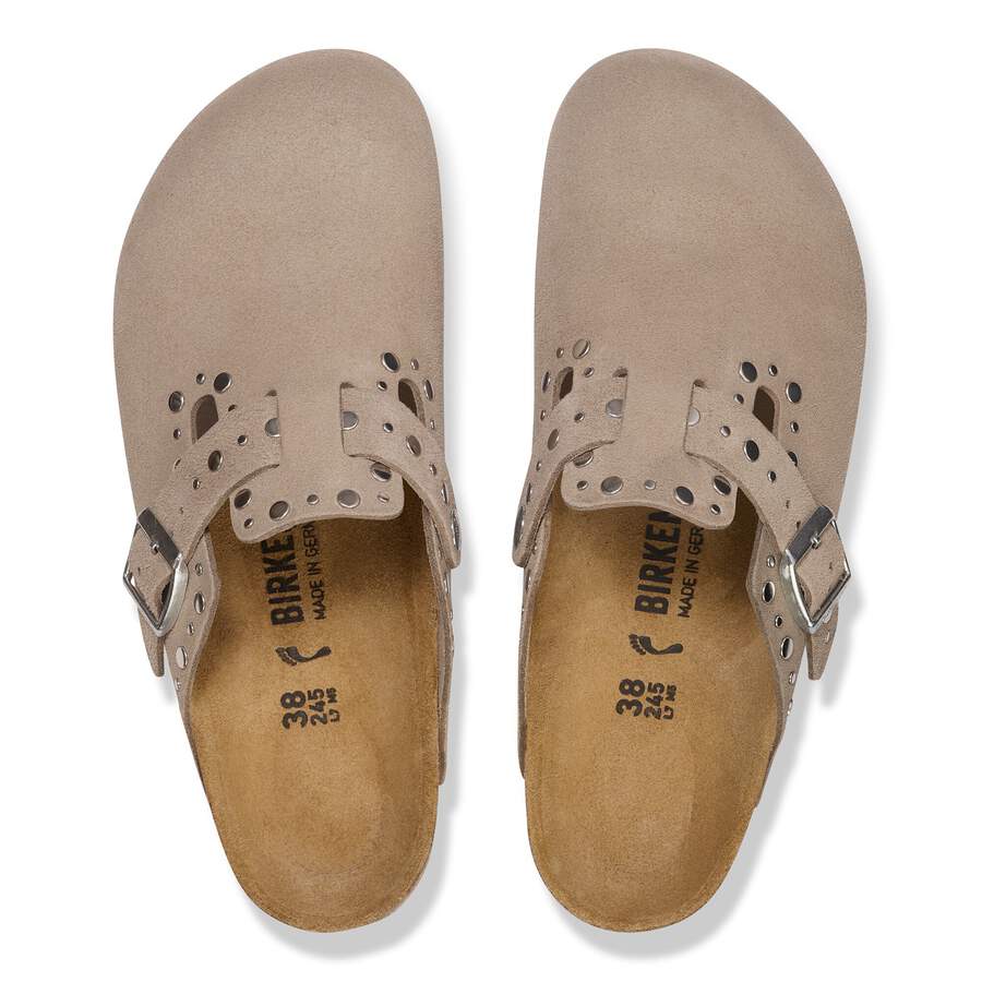 Boston Rivet Suede Leather - Taupe