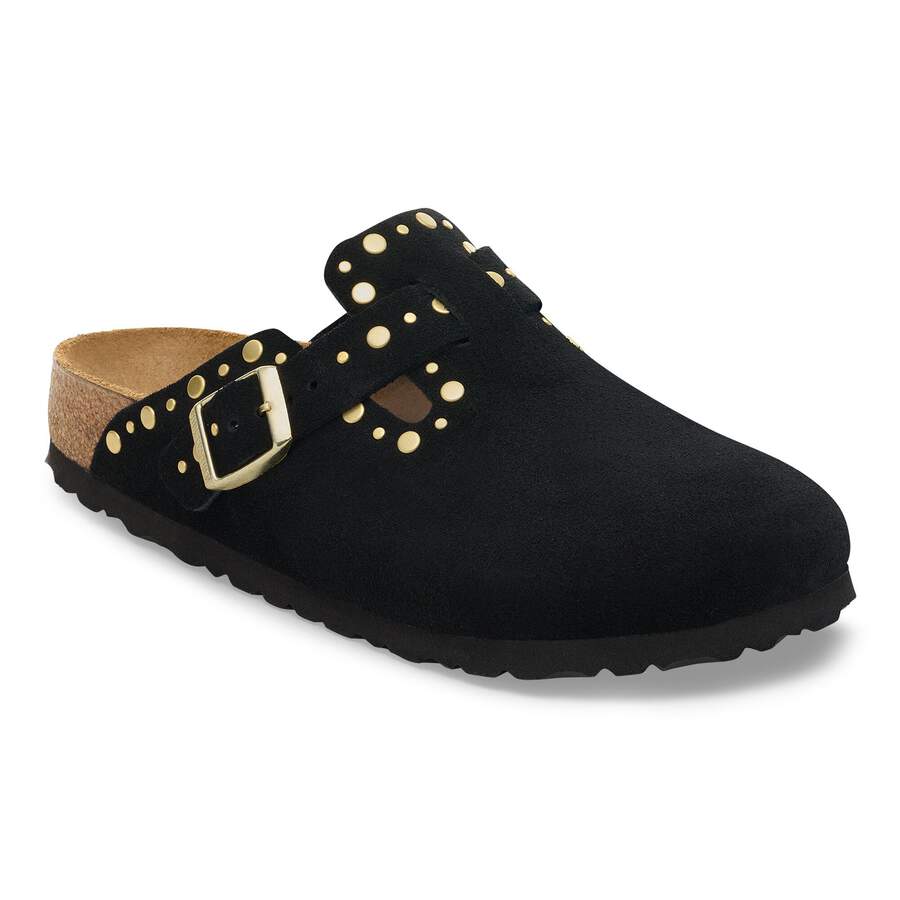 Boston Rivet Suede Leather - Black