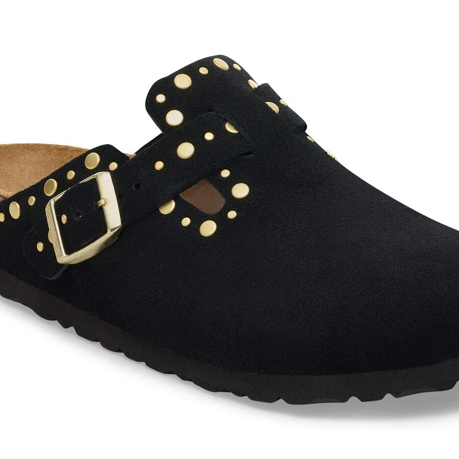 Boston Rivet Suede Leather - Black