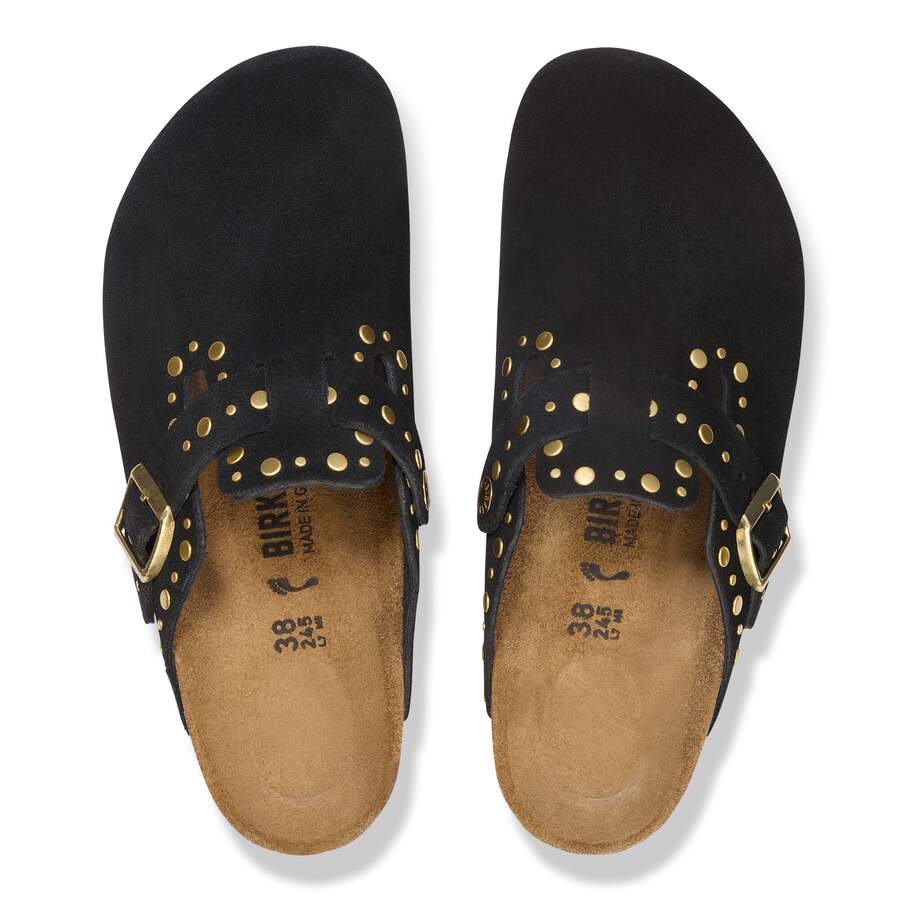 Boston Rivet Suede Leather - Black