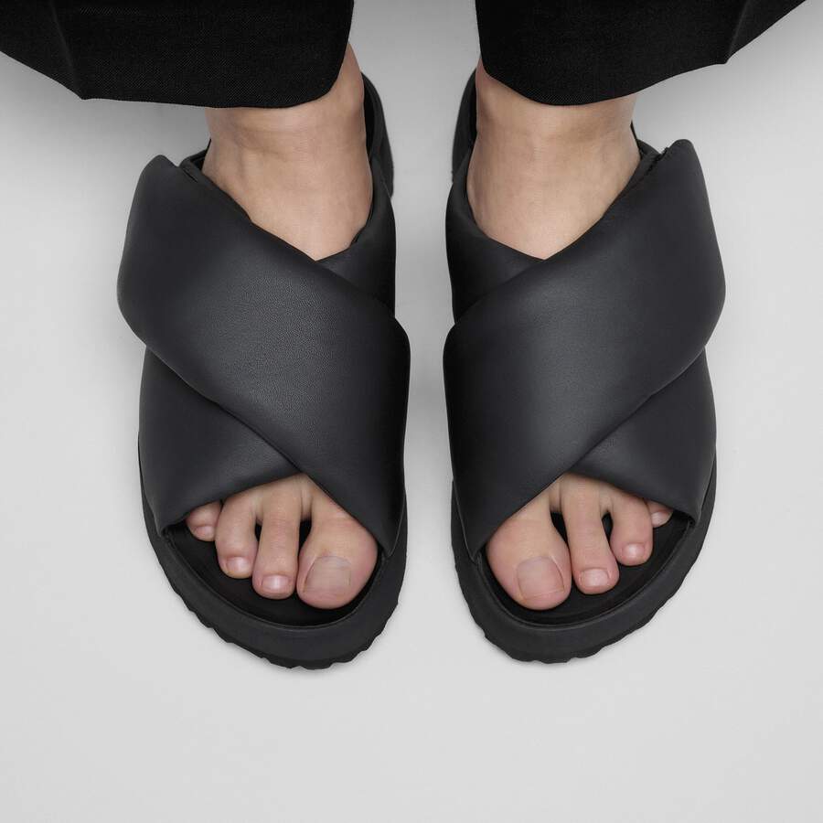 Theda Cross Strap Natural Leather - Black