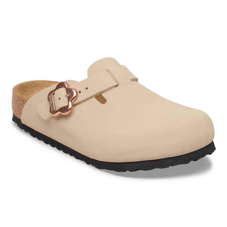 Boston Flower Buckle Kids Birko-Flor Nubuck - Sandcastle
