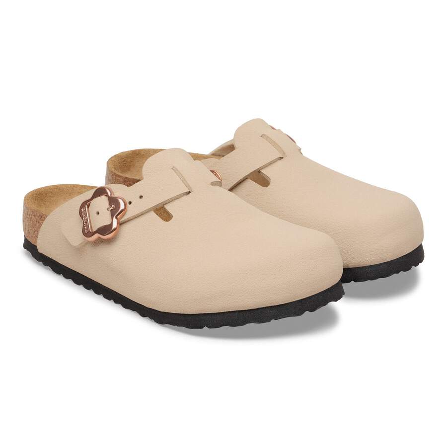 Boston Flower Buckle Kids Birko-Flor Nubuck - Sandcastle