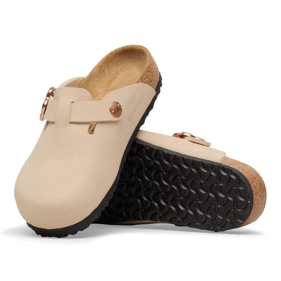 Boston Flower Buckle Kids Birko-Flor Nubuck - Sandcastle