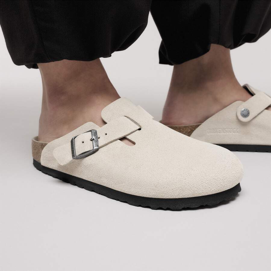 Boston Soft Footbed Suede Leather - Oyster Tonal