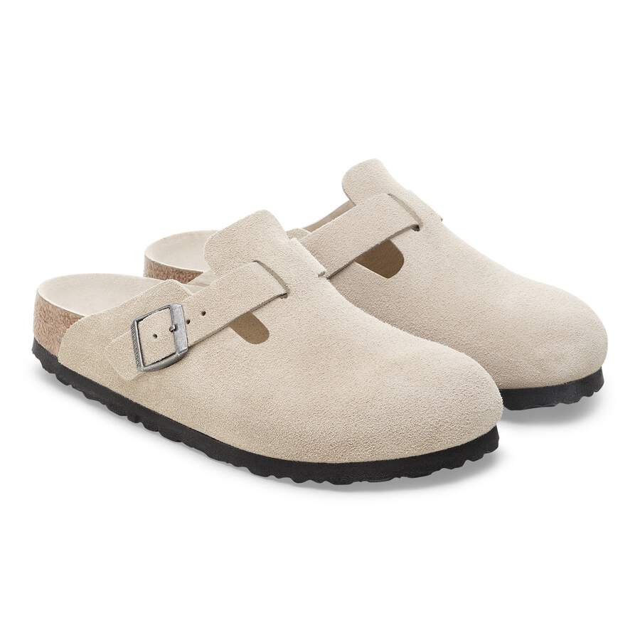 Boston Soft Footbed Suede Leather - Oyster Tonal