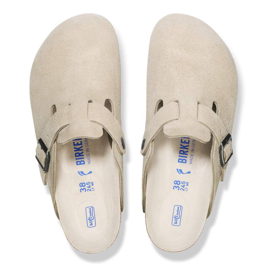 Boston Soft Footbed Suede Leather - Oyster Tonal