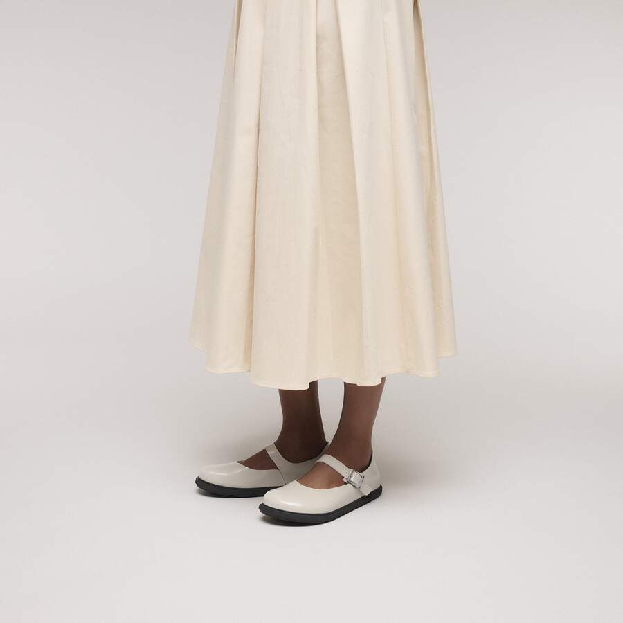 Mantova Cup Sole Natural Leather Patent - High-Shine Oyster