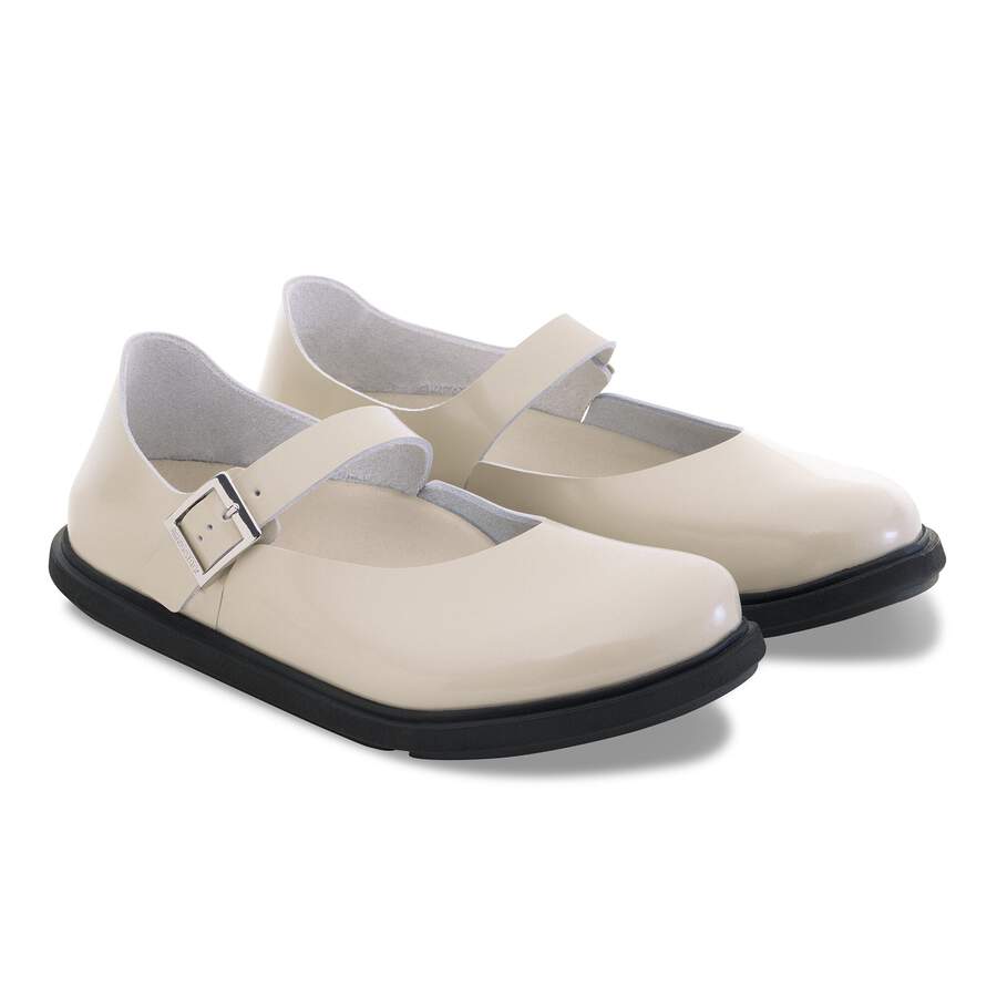 Mantova Cup Sole Natural Leather Patent - High-Shine Oyster