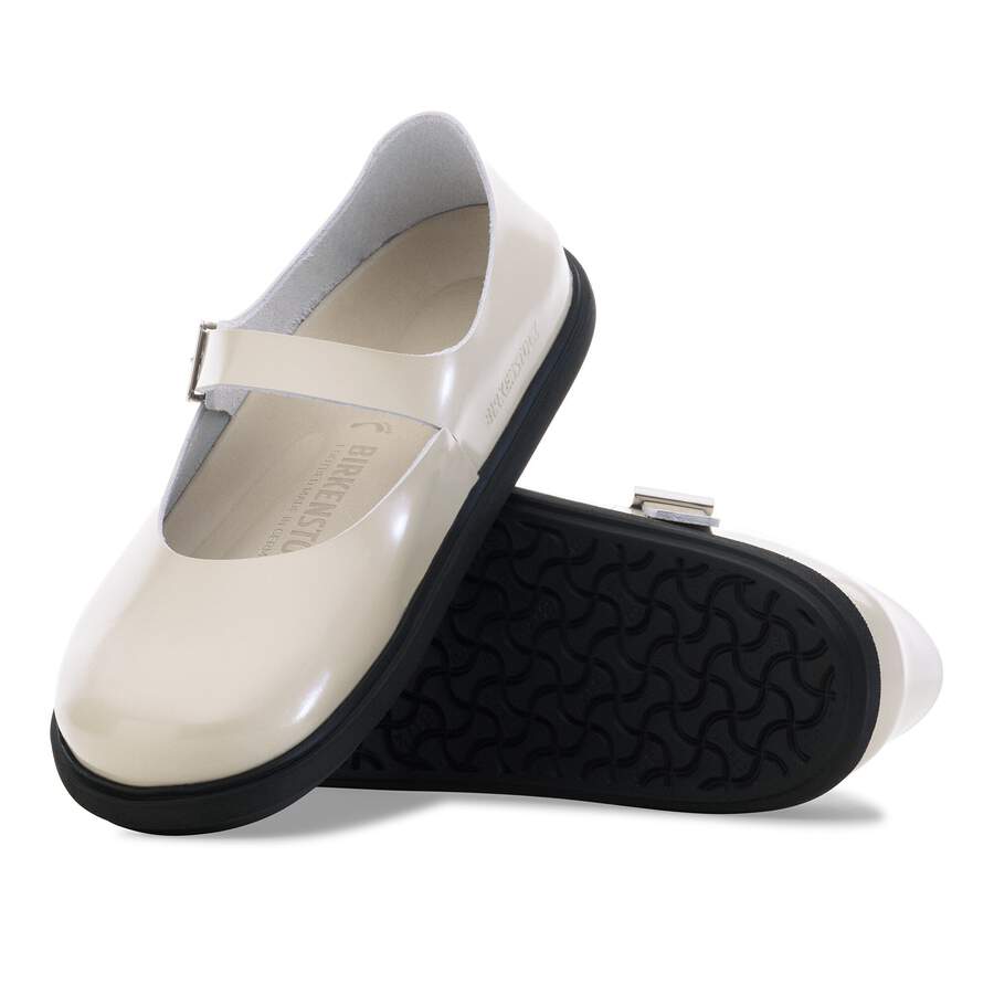 Mantova Cup Sole Natural Leather Patent - High-Shine Oyster