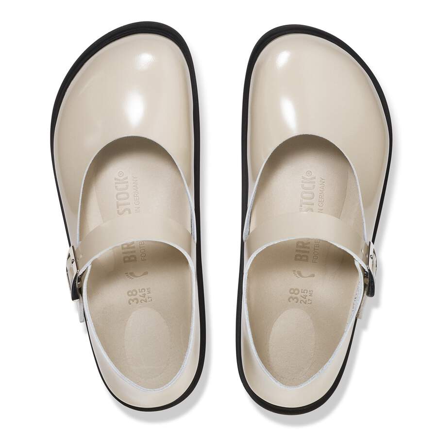 Mantova Cup Sole Natural Leather Patent - High-Shine Oyster
