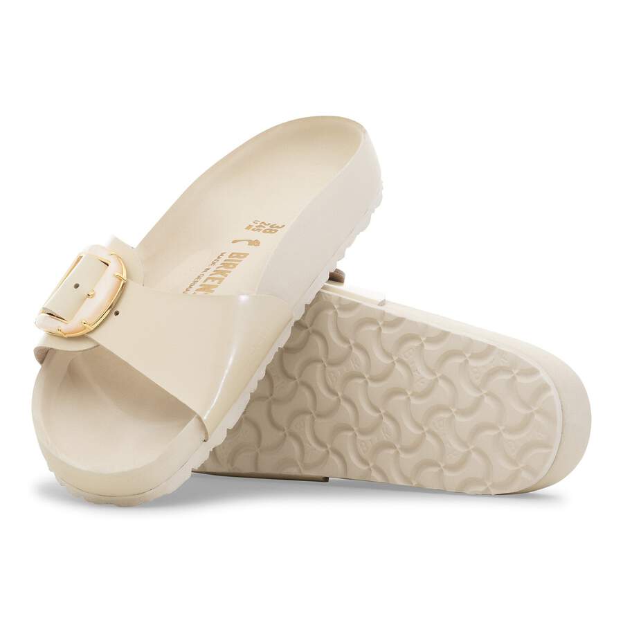 Madrid Big Buckle Pearl Natural Leather Patent - High Shine Ecru