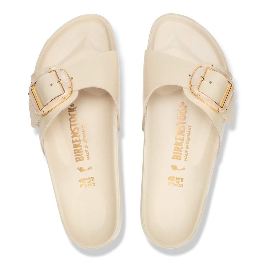 Madrid Big Buckle Pearl Natural Leather Patent - High Shine Ecru