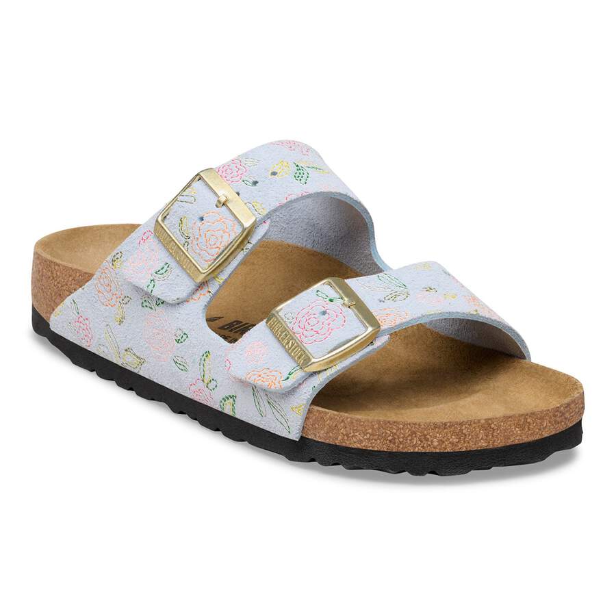 Arizona Suede Leather - Baby Blue Flower Print