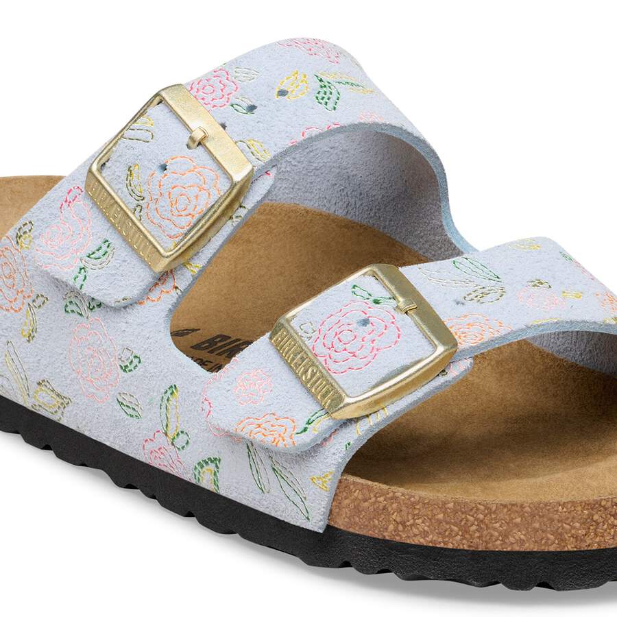 Arizona Suede Leather - Baby Blue Flower Print