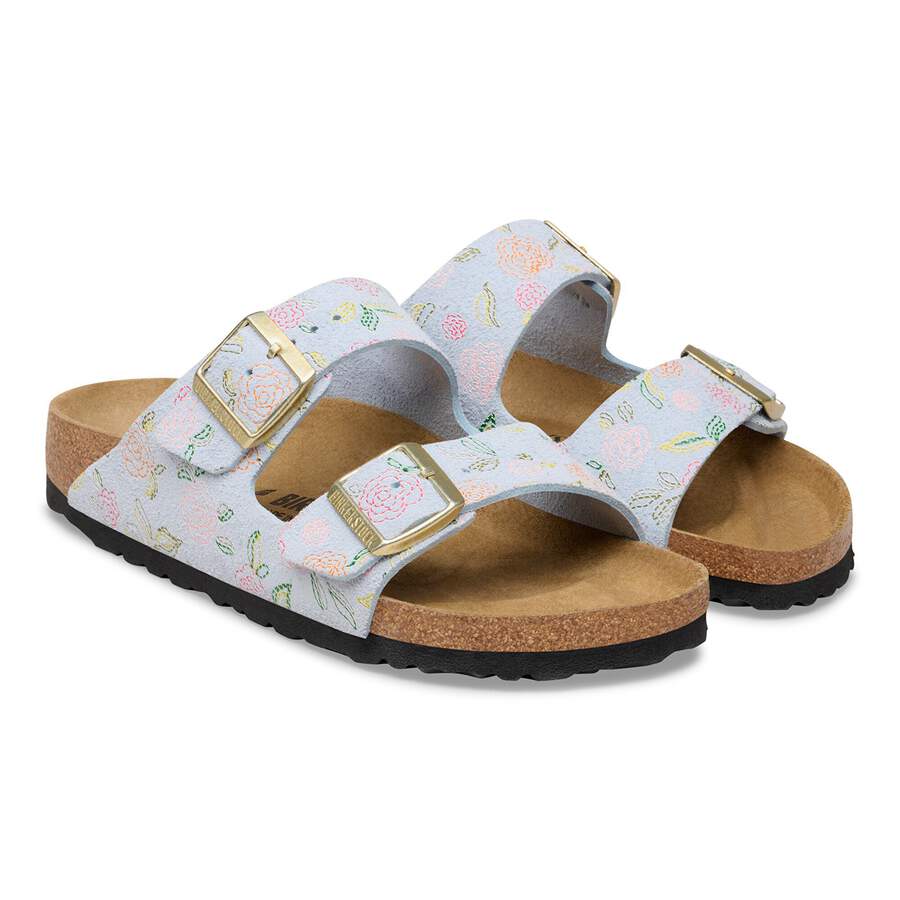 Arizona Suede Leather - Baby Blue Flower Print