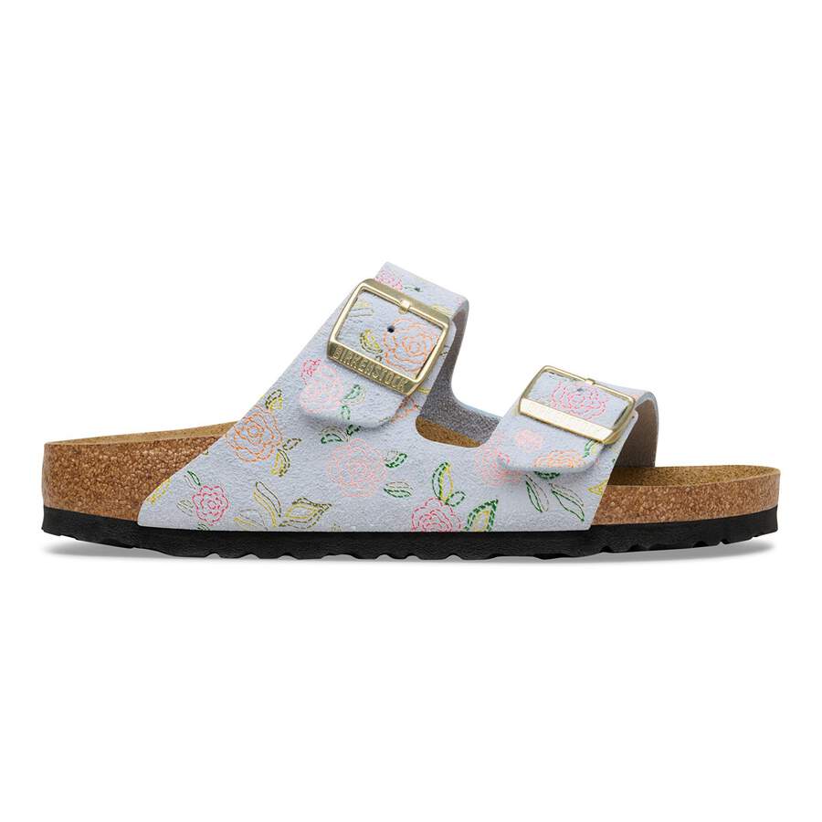 Arizona Suede Leather - Baby Blue Flower Print