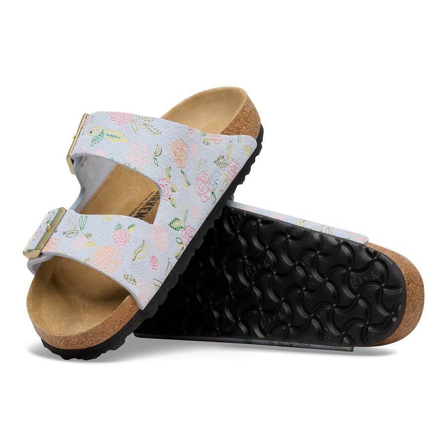 Arizona Suede Leather - Baby Blue Flower Print