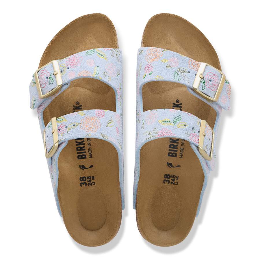 Arizona Suede Leather - Baby Blue Flower Print