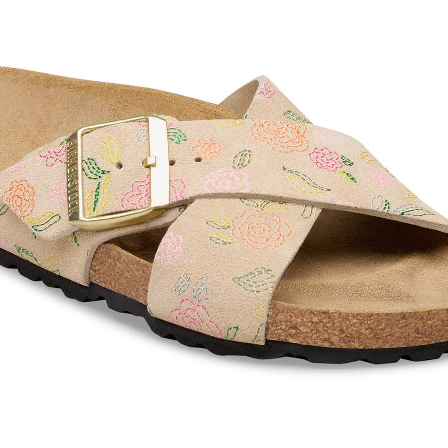 Siena Suede Leather - Sandcastle Flower Print