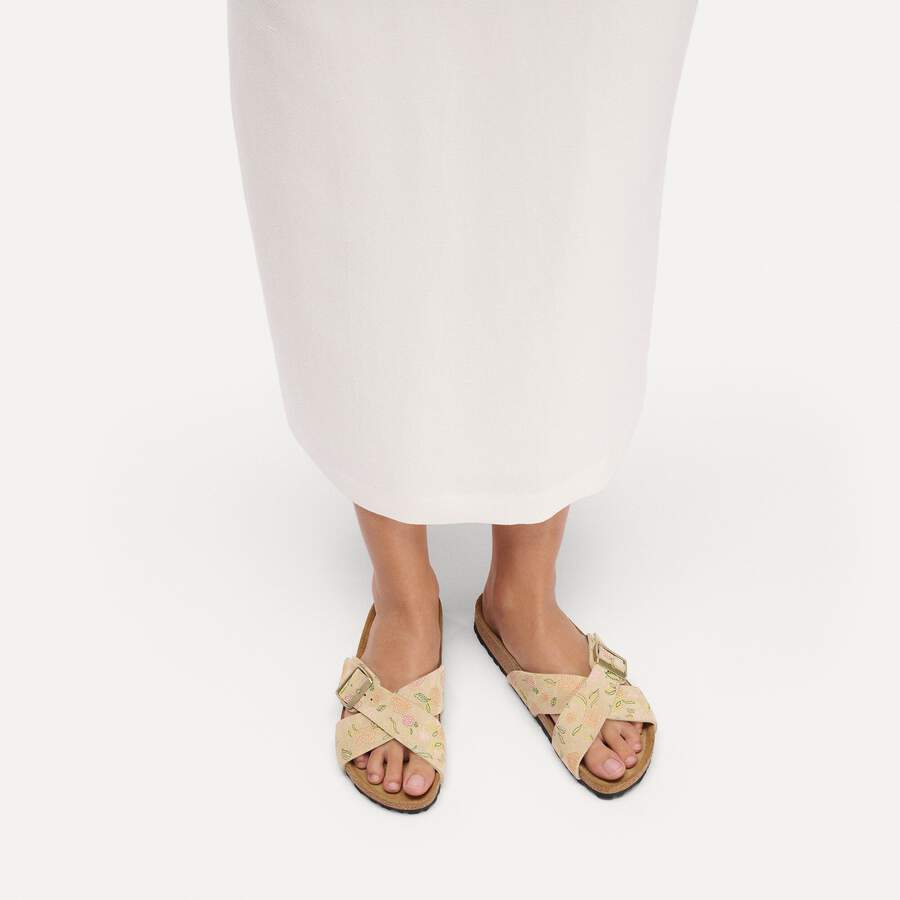 Siena Suede Leather - Sandcastle Flower Print