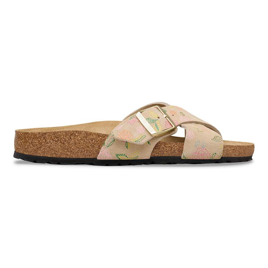 Siena Suede Leather - Sandcastle Flower Print