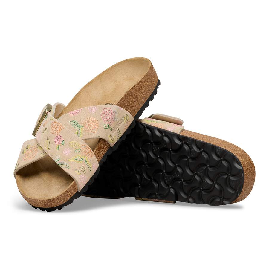Siena Suede Leather - Sandcastle Flower Print