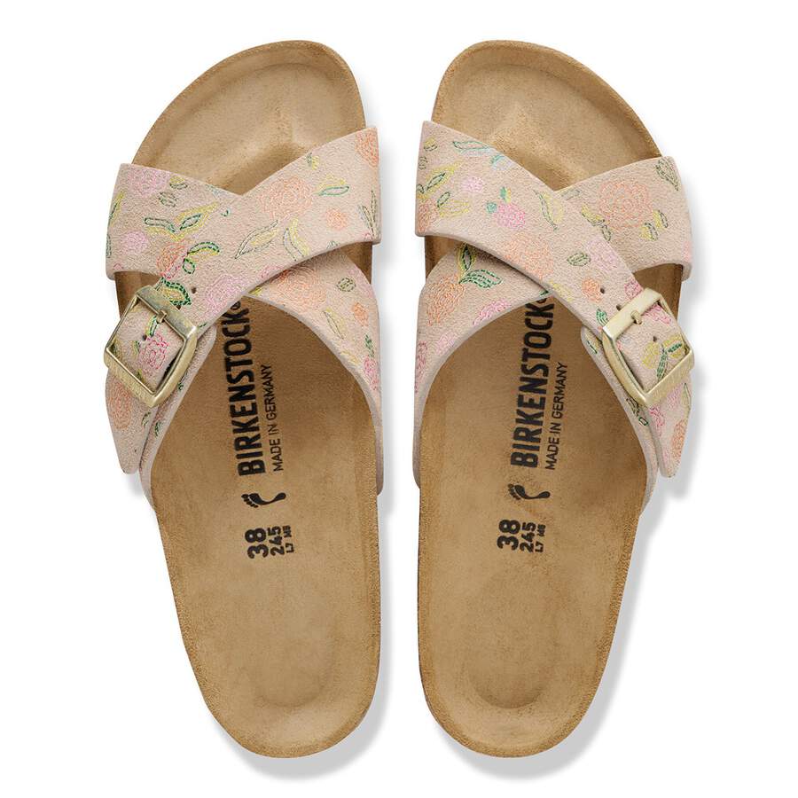 Siena Suede Leather - Sandcastle Flower Print