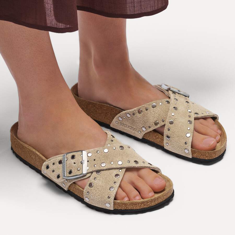 Siena Rivet Suede Leather - Taupe