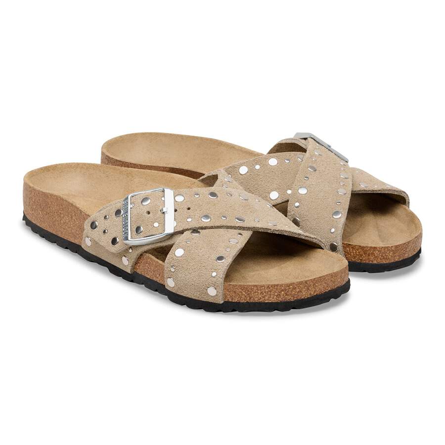 Siena Rivet Suede Leather - Taupe
