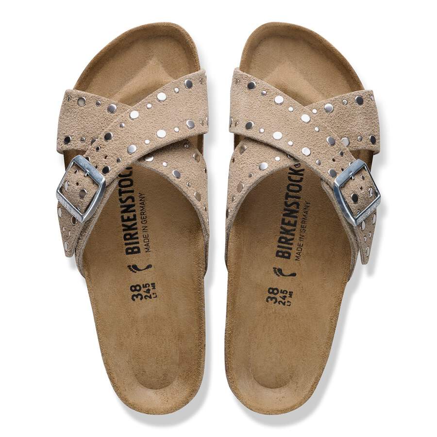 Siena Rivet Suede Leather - Taupe