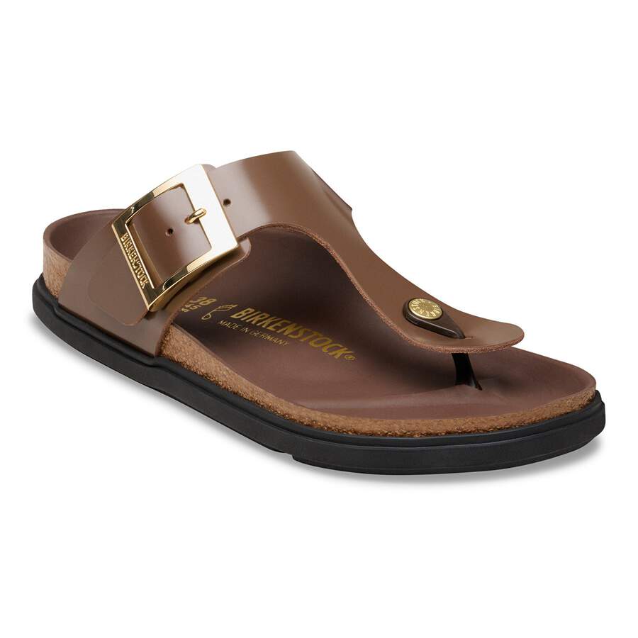 Gizeh Droplet Buckle Natural Leather Patent - High-Shine Carafe