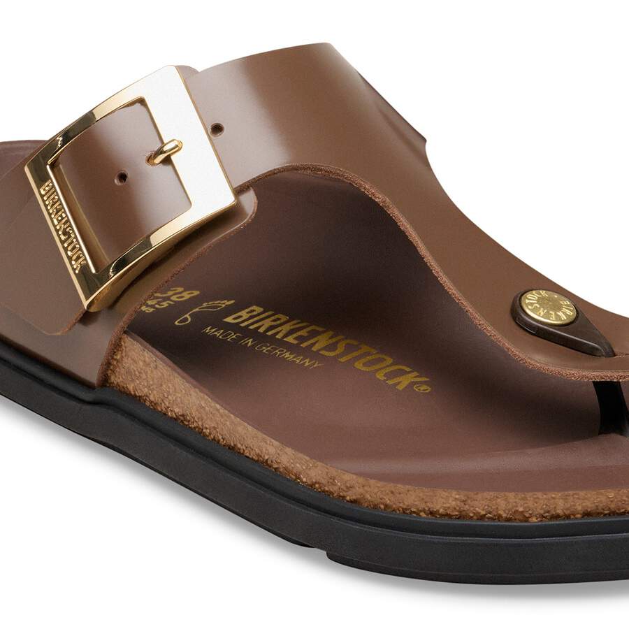 Gizeh Droplet Buckle Natural Leather Patent - High-Shine Carafe