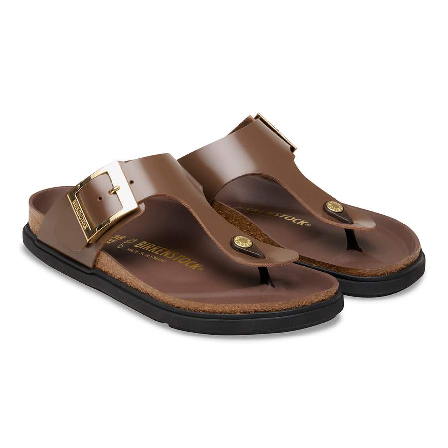 Gizeh Droplet Buckle Natural Leather Patent - High-Shine Carafe