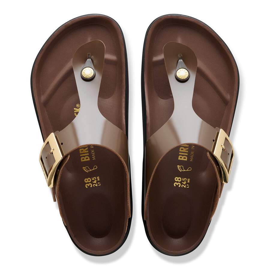 Gizeh Droplet Buckle Natural Leather Patent - High-Shine Carafe