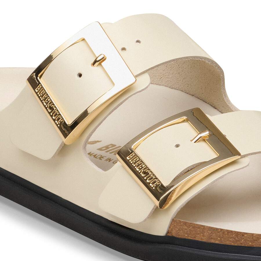 Arizona Droplet Buckle Natural Leather Patent - High Shine Ecru