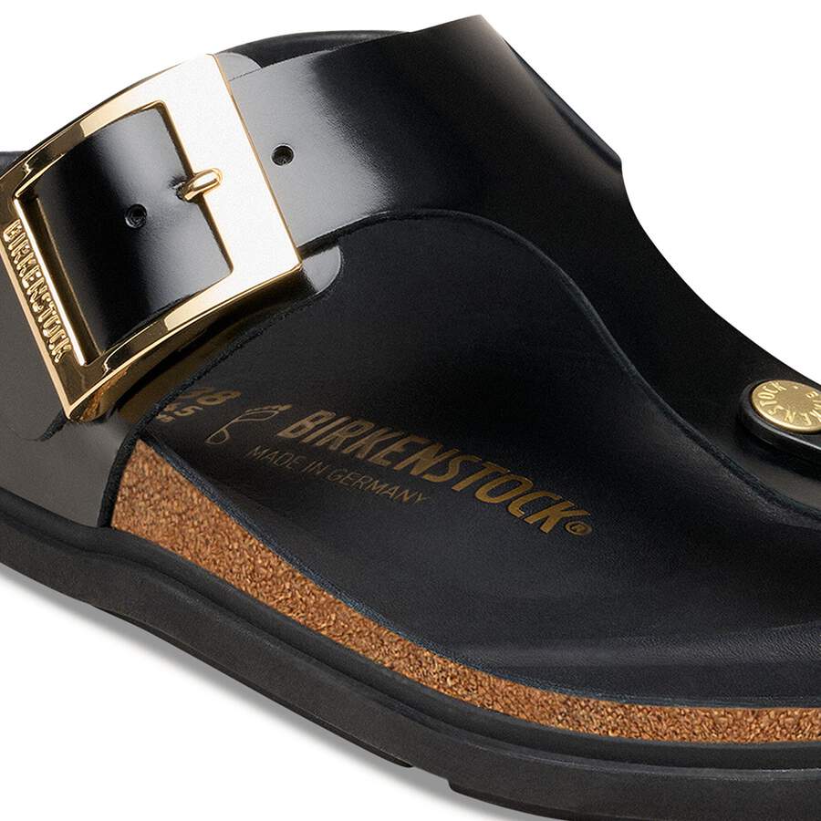 Gizeh Droplet Buckle Natural Leather Patent - High Shine Black